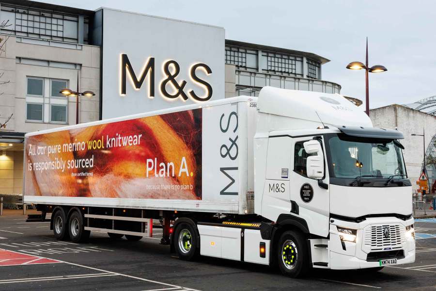 Marks & Spencer adds 85 low-emission vehicles, including electric HGVs, to support its Net Zero goals.