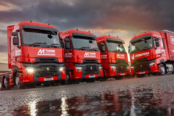 Renault Trucks T High 480 6x2 in McCann Logistics livery supporting ANDYSMANCLUB