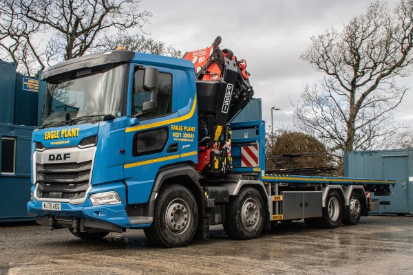 Eagle Plant Hire fleet expansion with DAF XF 8x2 crane trucks and plant beavertails