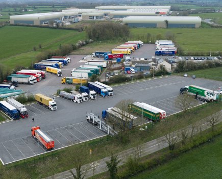 Chippenham Pit Stop lorry parking expansion showing extended HGV parking area at M4 Junction 17