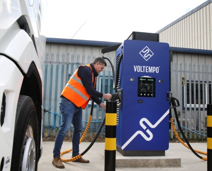 Voltempo high-power HGV charging installation at Bartrums Haulage depot in Suffolk