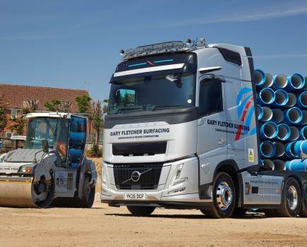 Volvo FH Aero 6x2 tractor unit delivered to Gary Fletcher Surfacing for its 50th anniversary fleet upgrade.