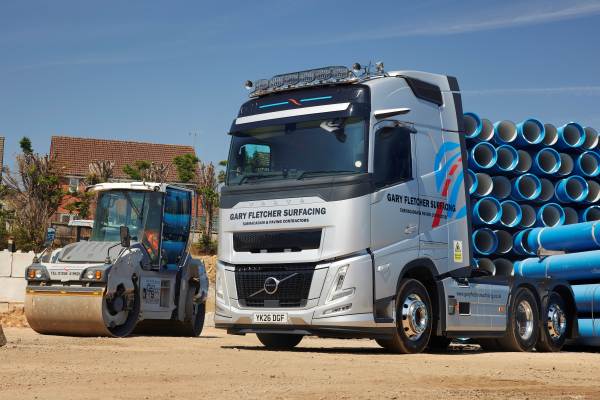 Volvo FH Aero 6x2 tractor unit delivered to Gary Fletcher Surfacing for its 50th anniversary fleet upgrade.