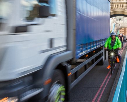 Lorry HGV overtaking bicycle