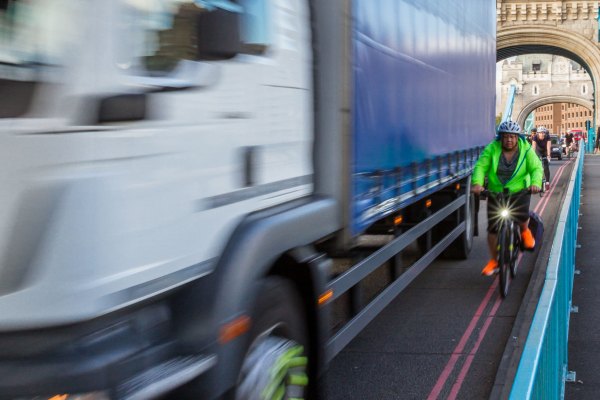 Lorry HGV overtaking bicycle