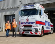 Dynes Motor Group Mercedes-Benz Actros L ProCabin heavy recovery truck with specialist Boniface recovery equipment outside a Mercedes-Benz dealership