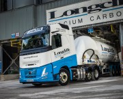 Three Volvo FH Aero 6x2 tractor units supplied by Hartshorne Group to Longcliffe Quarries for powder tanker operations