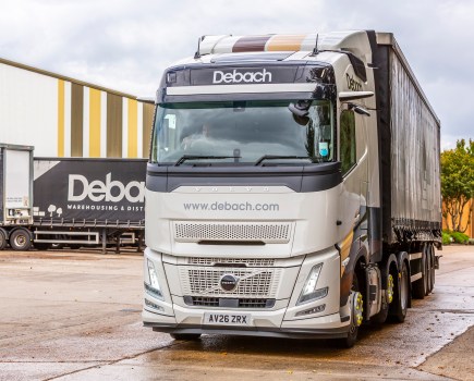 Two Volvo FH Aero 460 6x2 tractor units in Debach’s 50th anniversary livery