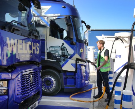 Voltempo HyperCharger installation at Welch’s Transport’s six-bay eHGV charging hub in Duxford, Cambridge