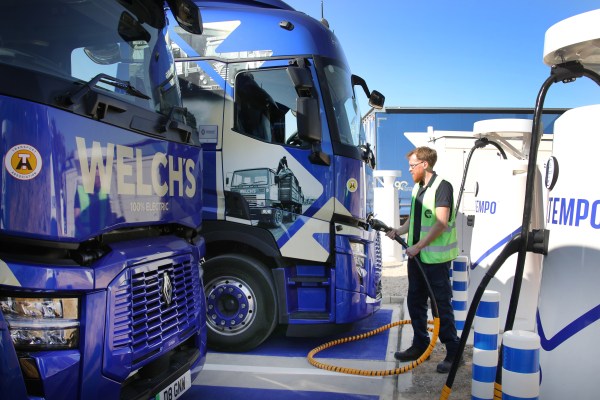Voltempo HyperCharger installation at Welch’s Transport’s six-bay eHGV charging hub in Duxford, Cambridge